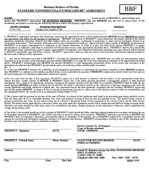 Florida Business Confidentiality Agreement