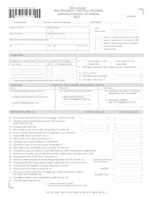 Mississippi Non-Resident Individual Income Tax Return