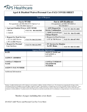 APS WVMI Fax Cover Sheet - dhhr wv