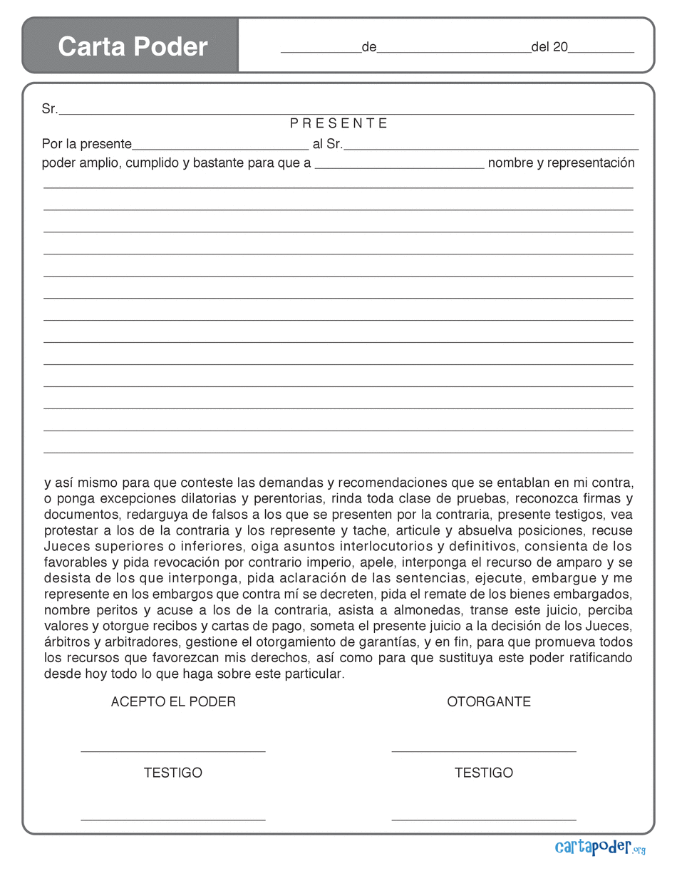Carta Poder Para Vender Propiedad En Mexico Fill Online Printable 
