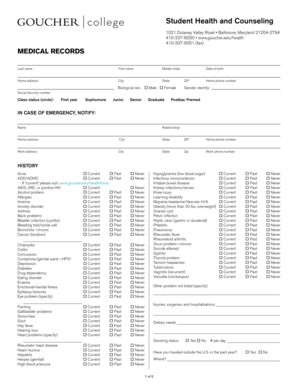 Goucher College Student Health Form
