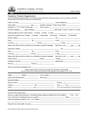 Pediatric Patient Registration Form