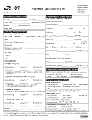 Horizon Blue Cross Blue Shield Group Enrollment Form