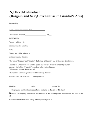 New Jersey Deed Individual
