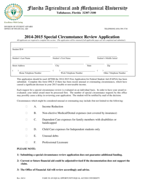 2014-2015 Special Circumstance Review Application