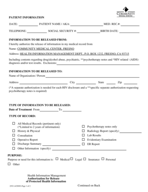Patient Authorization to Release Medical Information