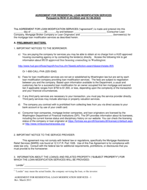 Washington Residential Loan Modification Agreement
