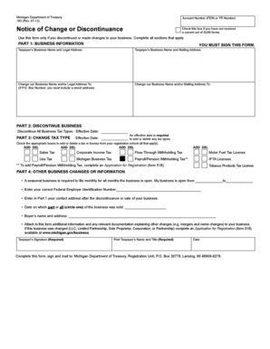 Michigan Business Change or Discontinuance Form
