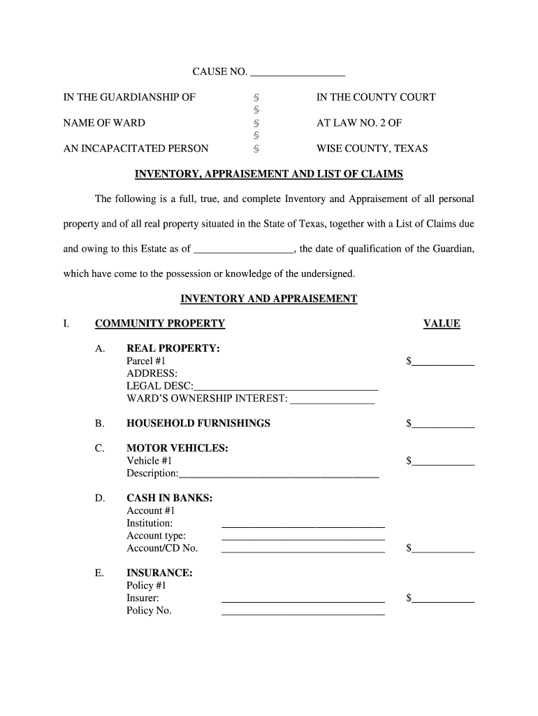 Probate Inventory Worksheet Probate Estate Inventory Form C