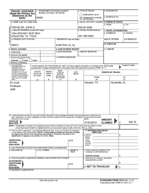 NASA Travel Voucher Form