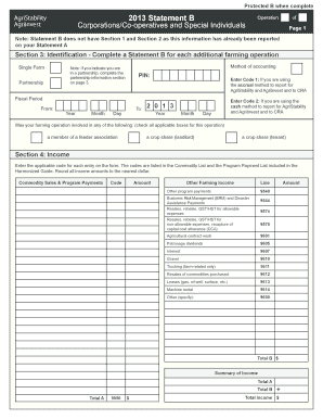 AgriStability 2013 Statement B Form