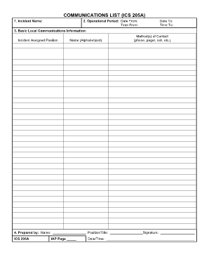 ICS 205A Communications List