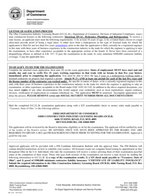 Ohio Construction Industry Licensing Board Exam Application