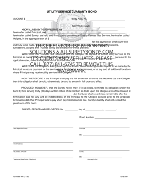 Utility Service Guarantee Bond