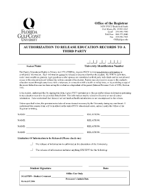 Authorization to Release Education Records