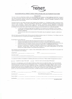 Background and Credit Check Disclosure and Authorization Form