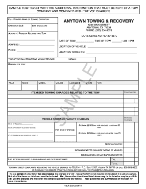 Ticket request form - tow ticket
