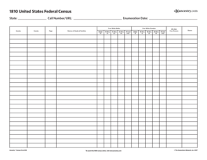 1810 US Federal Census Form