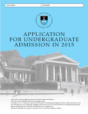 UCT Undergraduate Admission Application Form