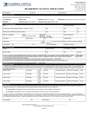 Cambria Capital IRA Application