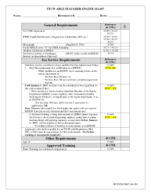STCW Able Seafarer-Engine Application Form