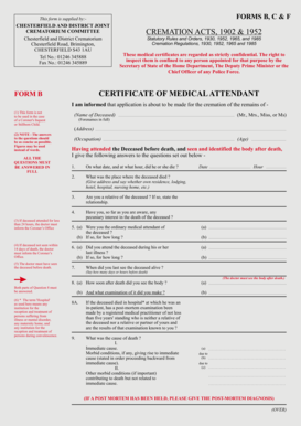 UK Cremation Medical Certificate Form B