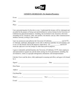 Speaker Consent and Release Form