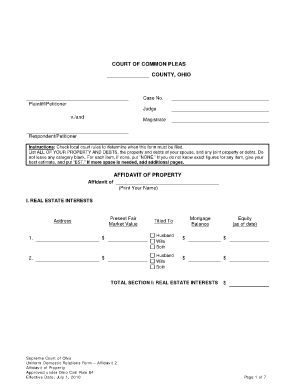 Ohio Affidavit of Property