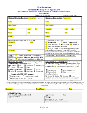 New Hampshire Residential Energy Code Application