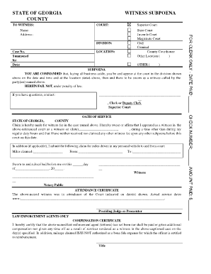 Georgia Witness Subpoena