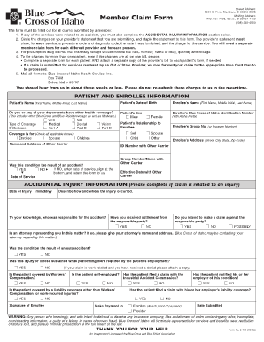 Blue Cross of Idaho Member Claim Form