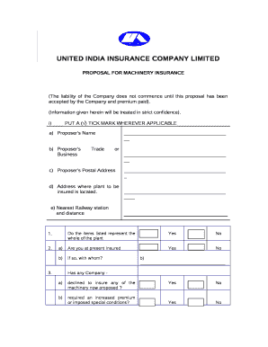 Machinery Insurance Proposal Form