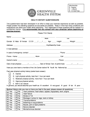Health History Questionnaire