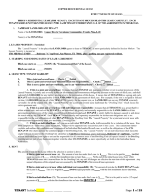 Copper Beech Rental Lease