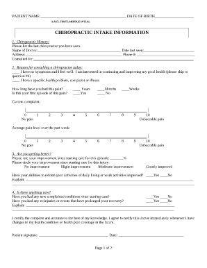 Chiropractic Intake Form