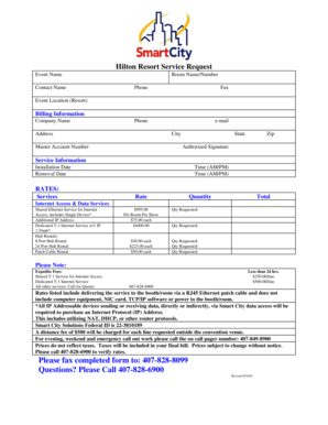 Hilton Resort Service Request Form