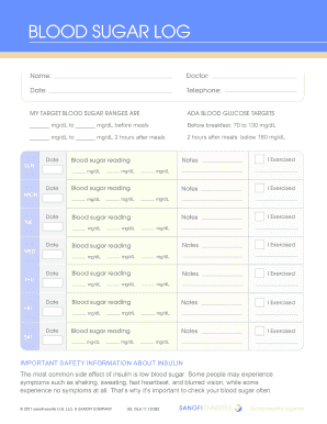 Blood Sugar Log - Get Blood Sugar Control