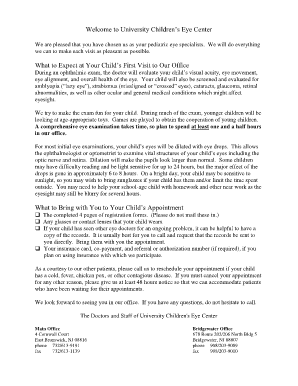 Pediatric Eye Exam Registration Form