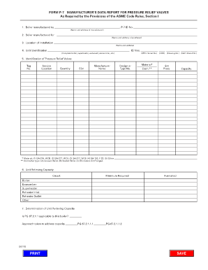 Manufacturer's Data Report for Pressure Relief Valves