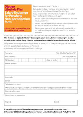 Diageo Salary Exchange Opt-Out Form