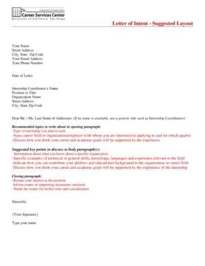 Letter of Intent for EPA Internship
