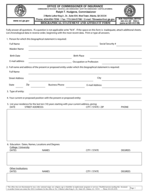 Georgia Biographical Statement and Affidavit Form