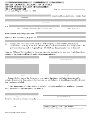 Virginia Child Custody Registration Form