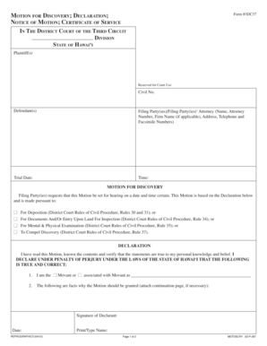Motion for Discovery Form 3DC37
