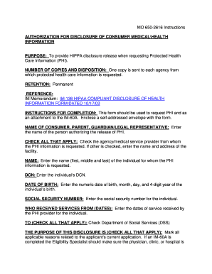Missouri HIPAA Disclosure Form