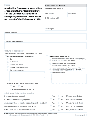 C110A Application for Care or Supervision Order