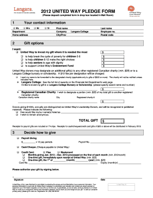 2012 United Way Pledge Form