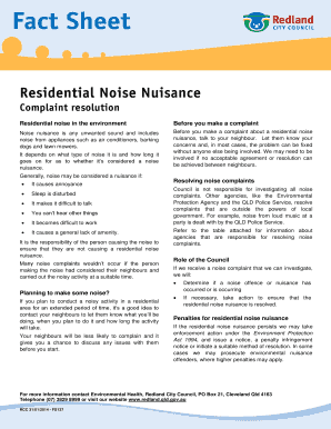 Residential Noise Nuisance Complaint Form