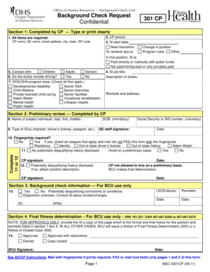 Background Check Request Form 301 CP
