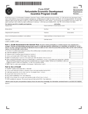 Massachusetts EDIP 2013 Tax Credit Form